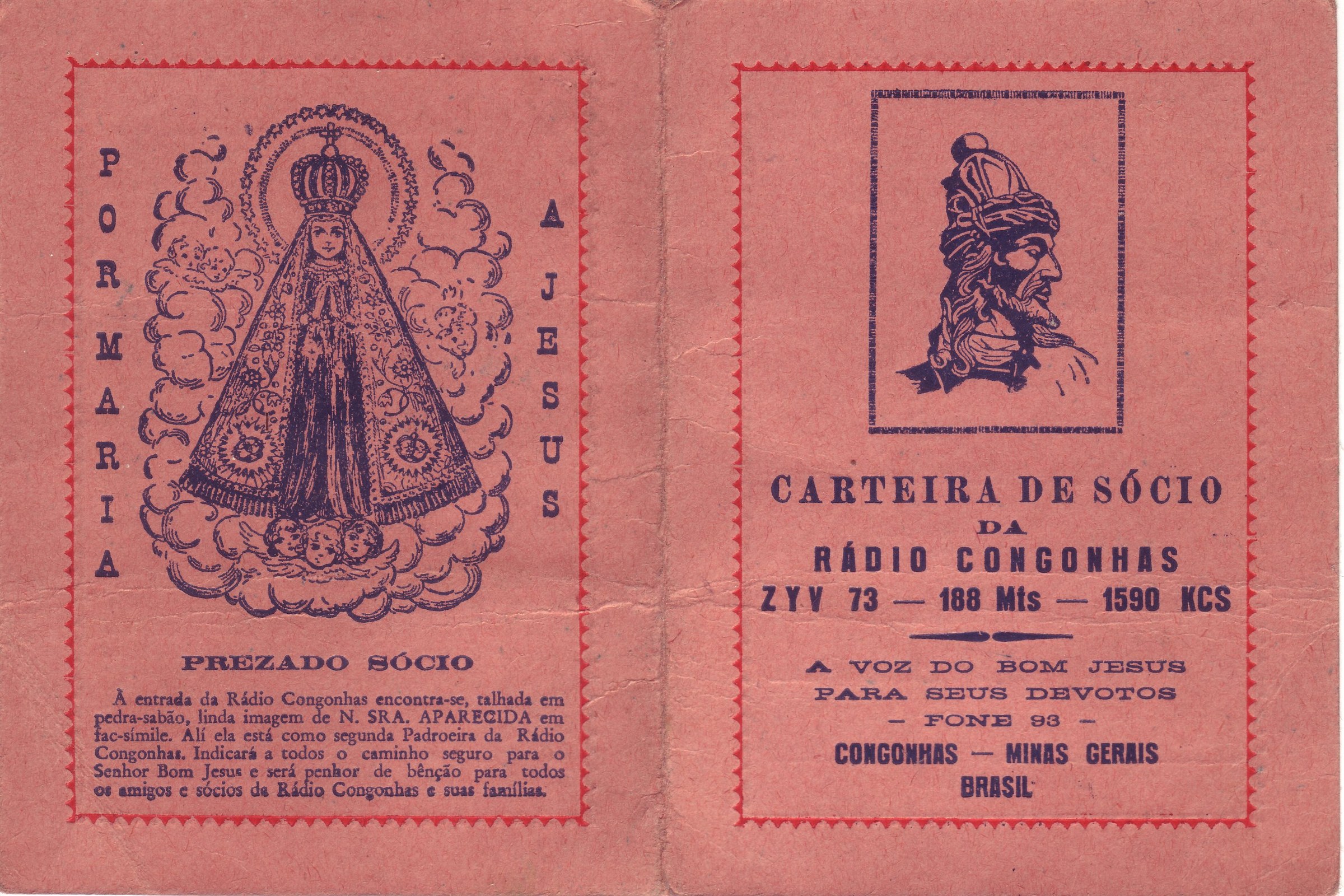 Carteira de sócia da Rádio Congonhas de Maria de Freitas Nogueira, 1963, verso