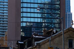 Reflections and city buildings
